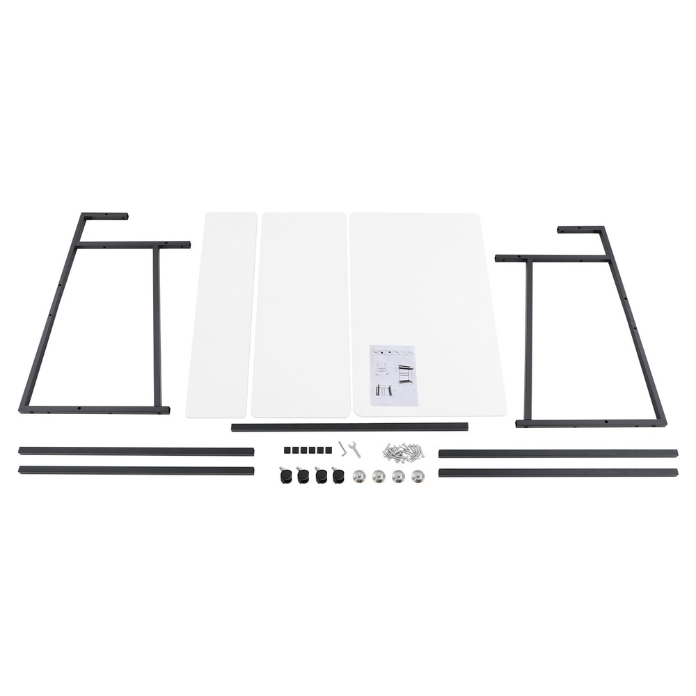 3-tier Computer Desk, Home Office Desk, Rolling Computer Desk, Black, White