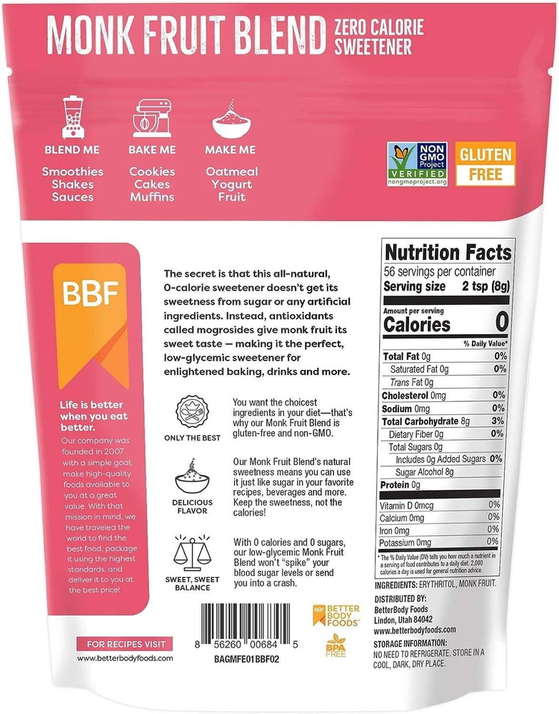 Zero Calorie Monk Fruit Sweetener Blend – 1 lb