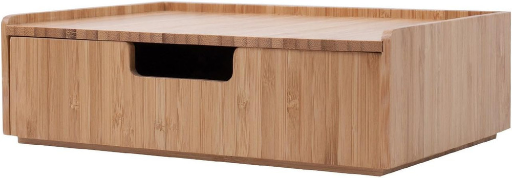 Bamboo Drawer 2 Pack Combo Set Stackable Storage Solution for Office Supplies, B