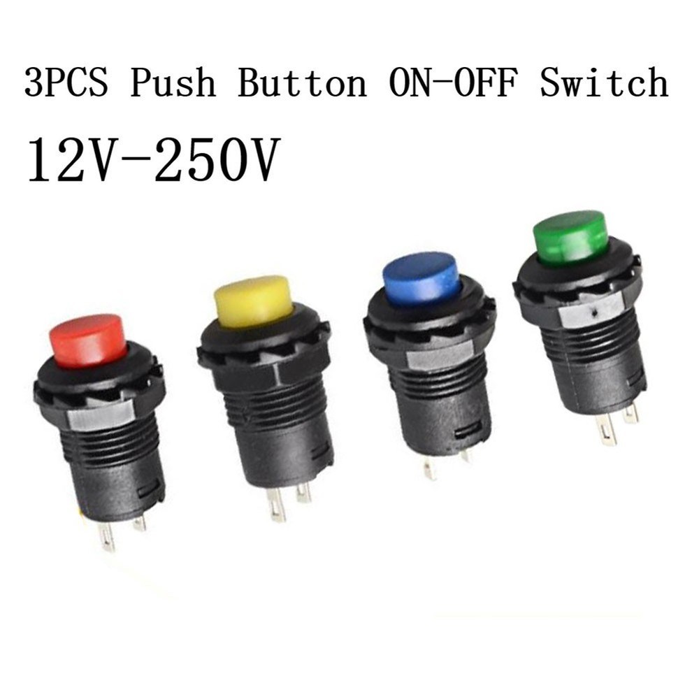Button Switch 12v-250v Push Button Round SPST Self-locking Switch 12v-250v