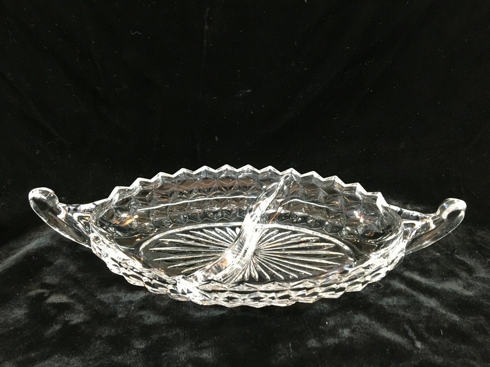 Fostoria AMERICAN CLEAR 12" Divided Boat w/Handles