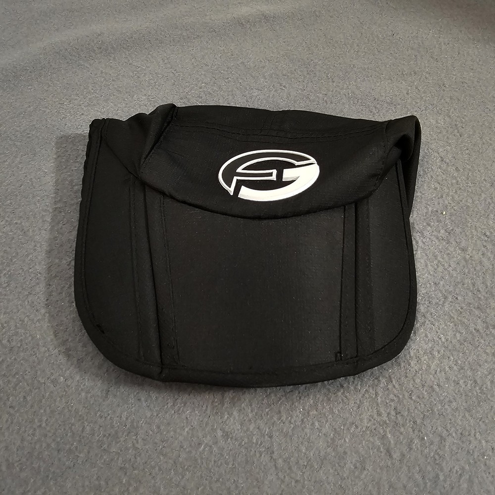 Foray Foldable Black Golf Hat Rubberized Logo Hook & Loop Adjustable Strap