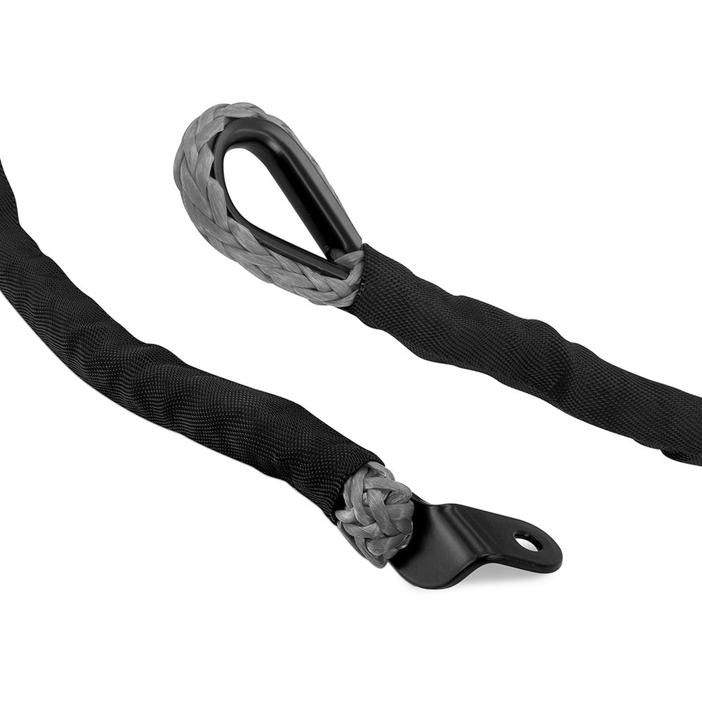 Borne Off-Road Replacement Synthetic Winch Rope, Hook, and Tether Strap, Grey
