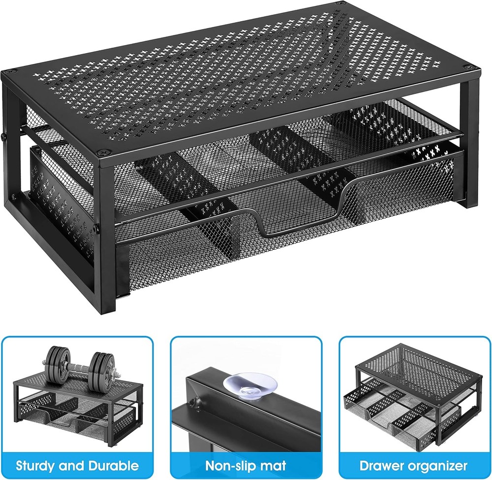 Monitor Stand Riser Metal Computer Desk Organizer Laptop Computer 2 Tier Black