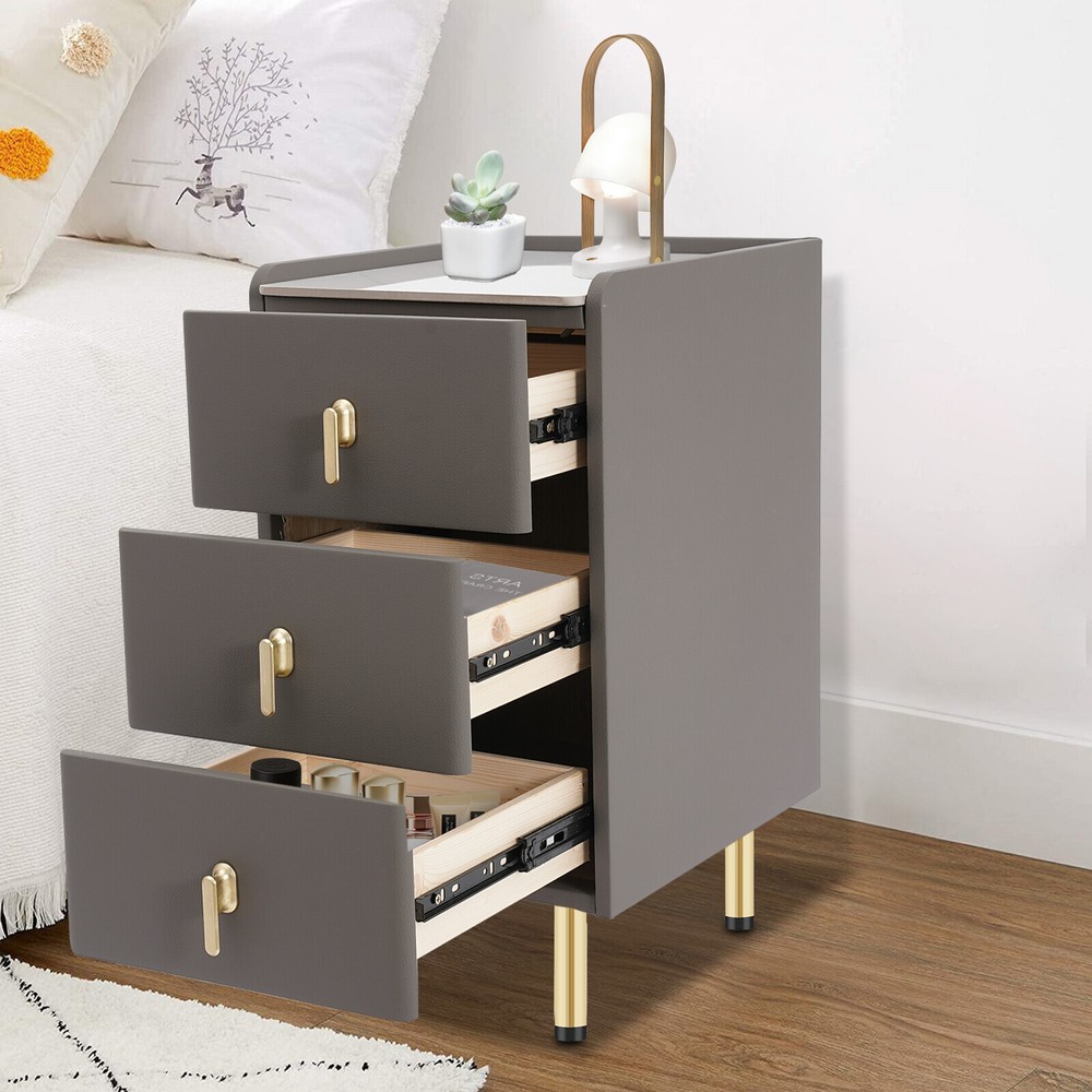 Three-Layer Bedside Cabinet with Drawers, Space-Saving Nightstand