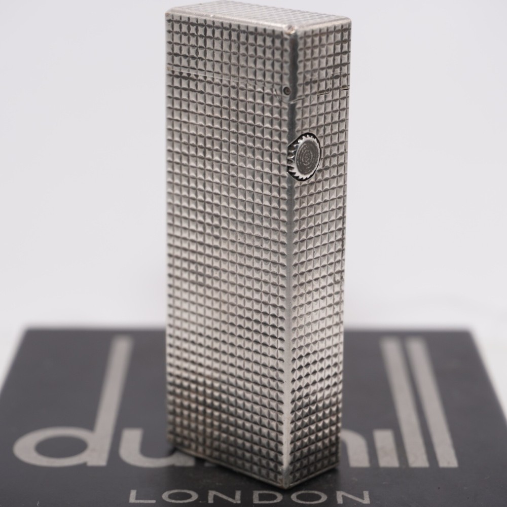 Dunhill Lighter Silver Plate Hobnail Pattern_Ultrasonically cleaned_Working