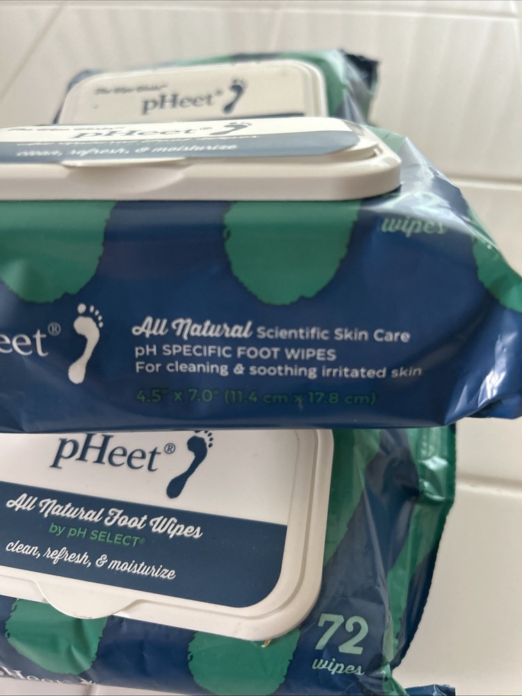 pHeet® Foot Wipes All Natural, Cleaning, Moisturizing, Itching 72 Wipes
