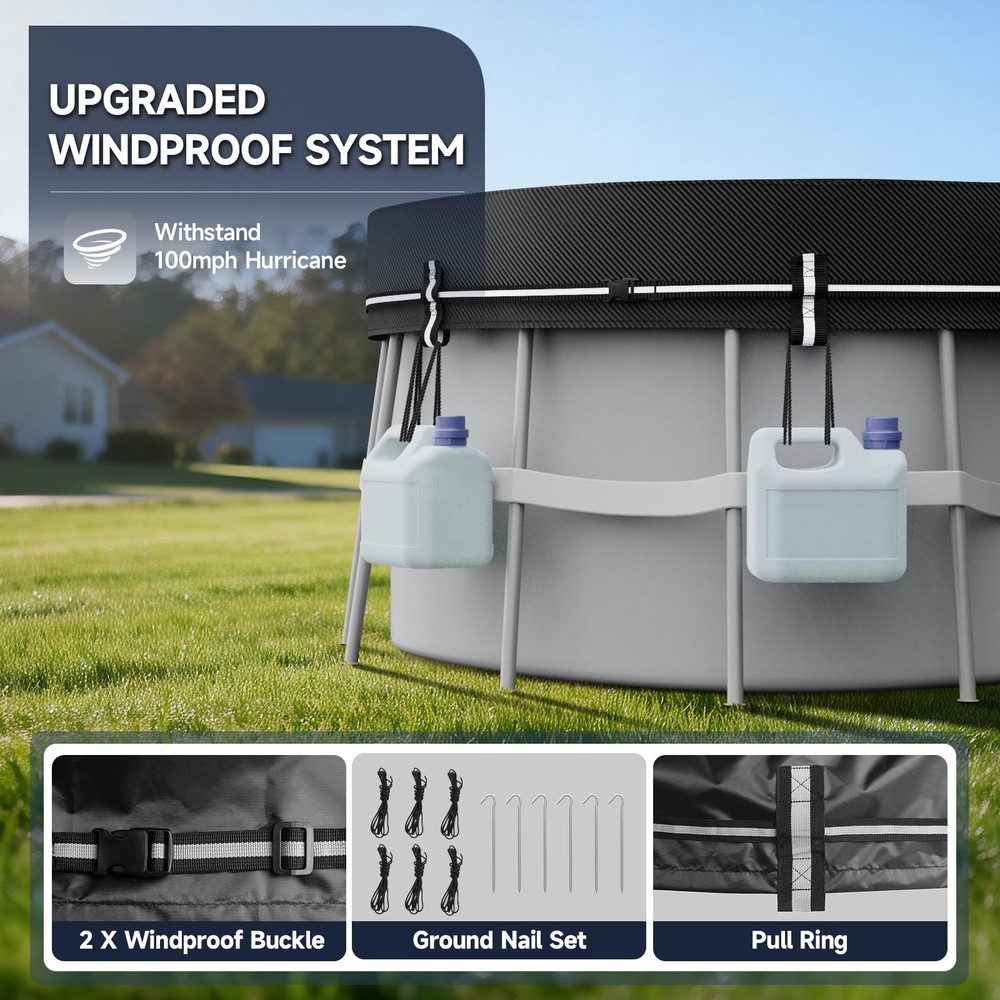 LXKCKJ 7X10 FT Rectangular Pool Covers for Above Ground Pools, 420D Solar Ova...