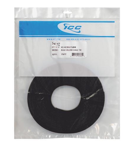 Icc ICACSV75BK Hook and Loop Tie Bulk 75ft - Black