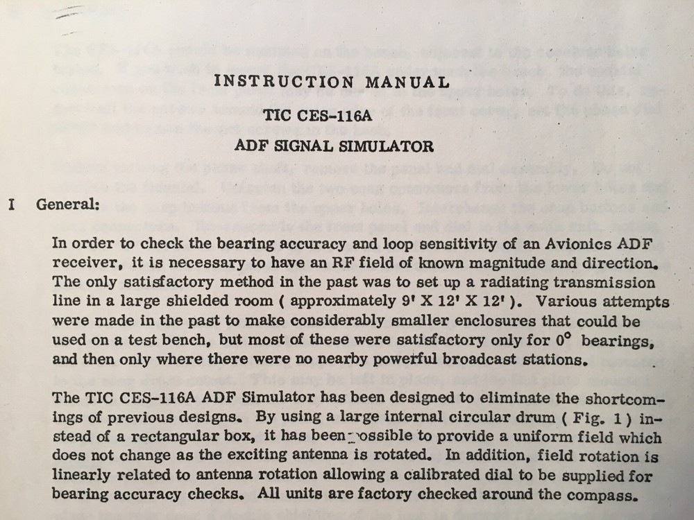 TIC Tel-Instrument CES-116A ADF Loop Box Ops, Service Manual
