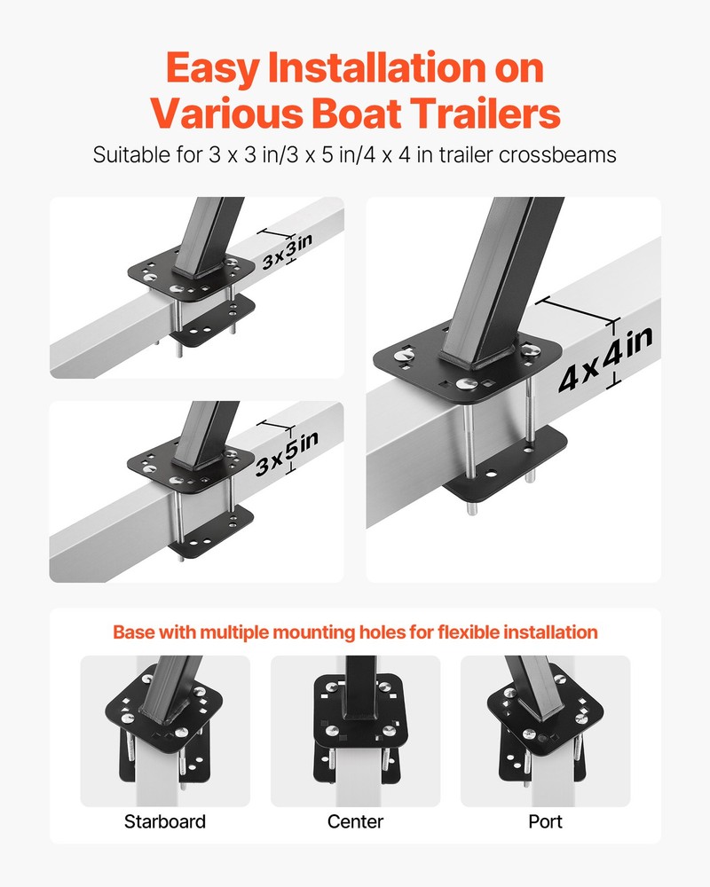 VEVOR Boat Trailer Steps Heavy Duty Boat Steps with Handle 2 Step Bottom Mount