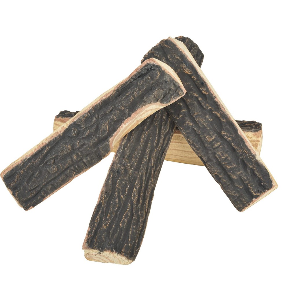 4pcs Fireplace Ceramic Wood Logs Gas Realistic Artificial Stackable Decoratio...