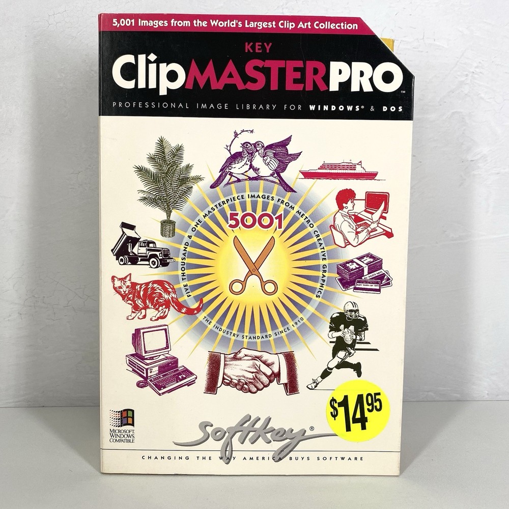 Clip Master Pro CD-Rom Image Library Vintage Graphics 1999 Clipart Software