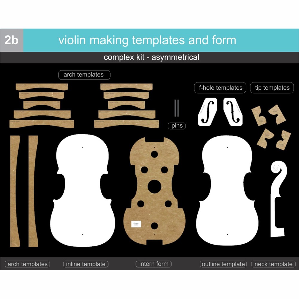 2b) HDF Polyestirene | Violin Making Complex Template Set | CNC Precision Cut