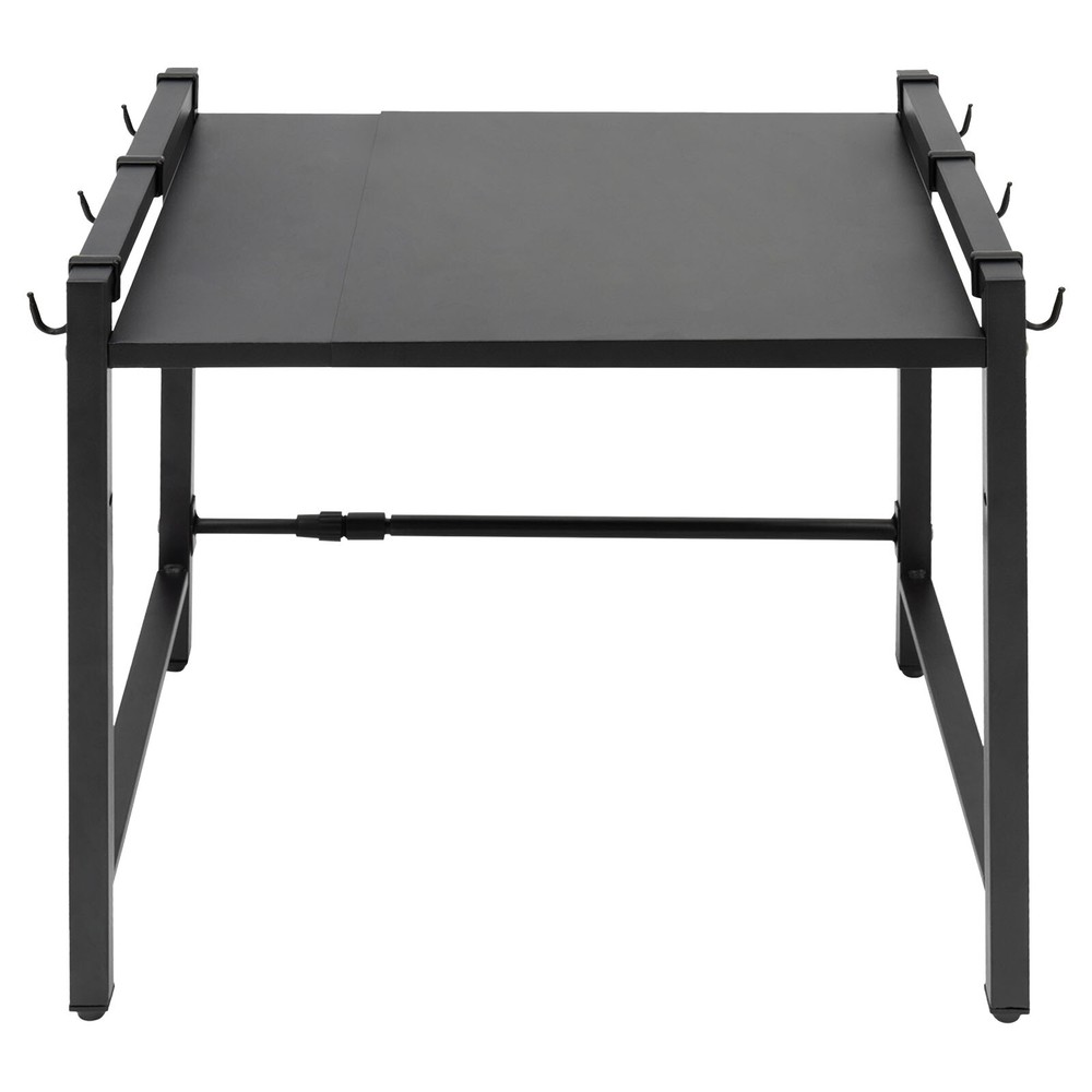 Adjustable Microwave Stand Black Oven Shelf Kitchen Countertop Organizer W/ Hook