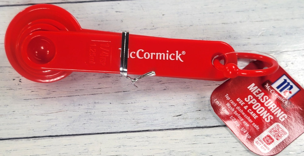 McCormick Spices Measuring Cup & Spoon Set, Plastic, Red