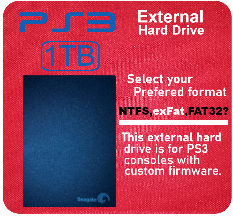 PS3 1tb External Hard Drive for Custom Firmware Select Format for all models