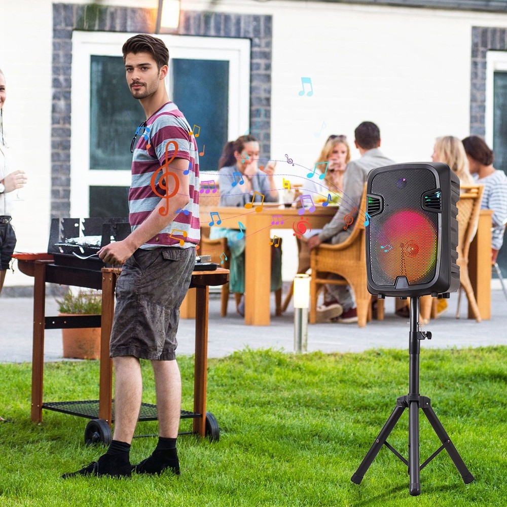 Bluetooth Speaker System 12 Inch Subwoofer with Stand Includes Mic/Guitar Input