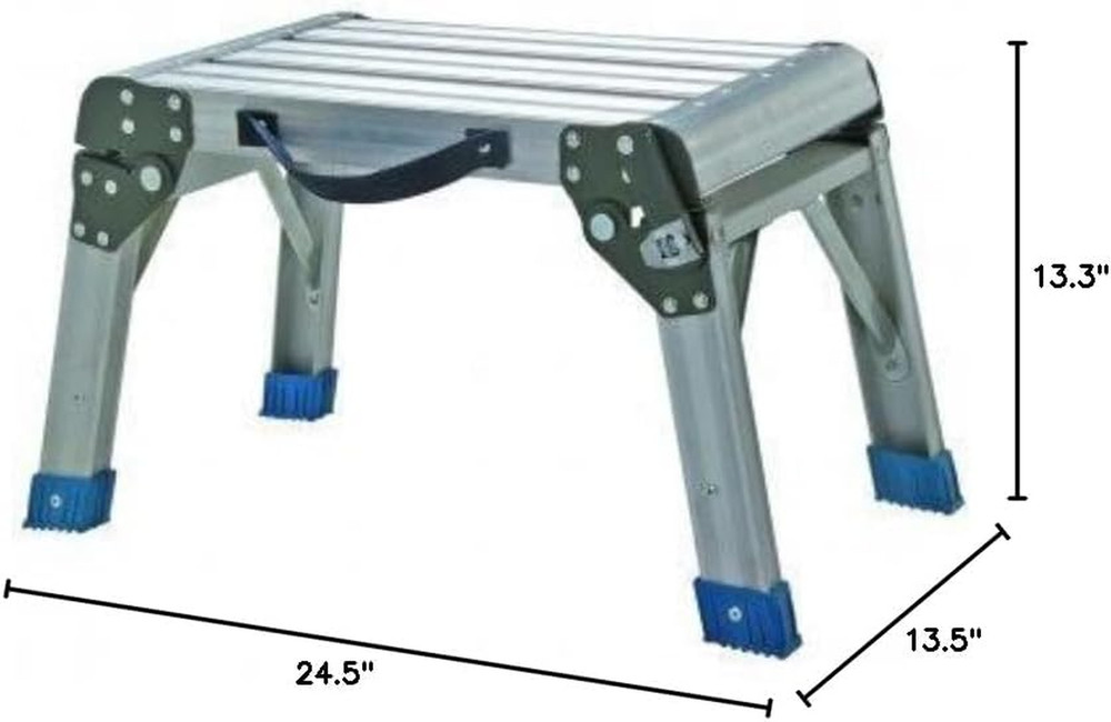 Step Stool and Working Platform 350 Lbs. Capacity Foldable Anodized Aluminum by