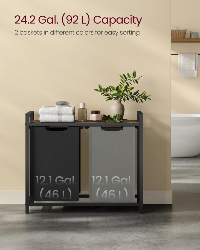 Laundry Hamper, Laundry Basket, Laundry Sorter with 2 Pull-Out and Removable ...