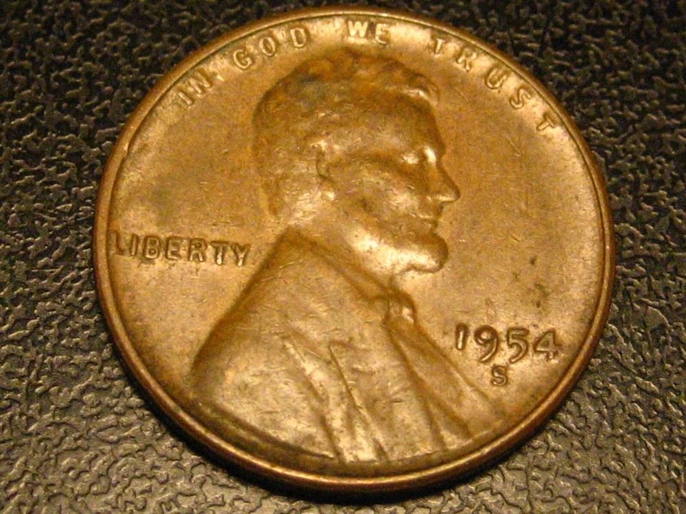 1954-S Lincoln Head Cent ERROR FILLED 9