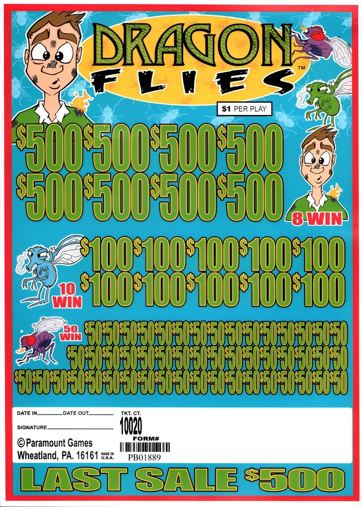 Pull Tab Tickets - Jar - Game - Dragon Flies - 10,020 ct