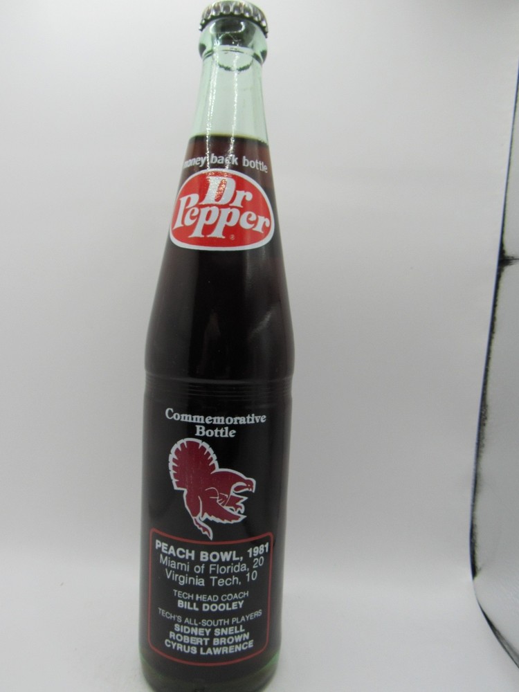 VIRGINIA TECH - Dr Pepper Bottle - 1980