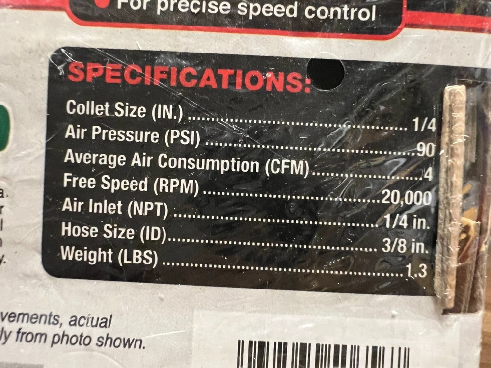 Performance Tool Die Grinder 90 angle head 1/4" M656 new