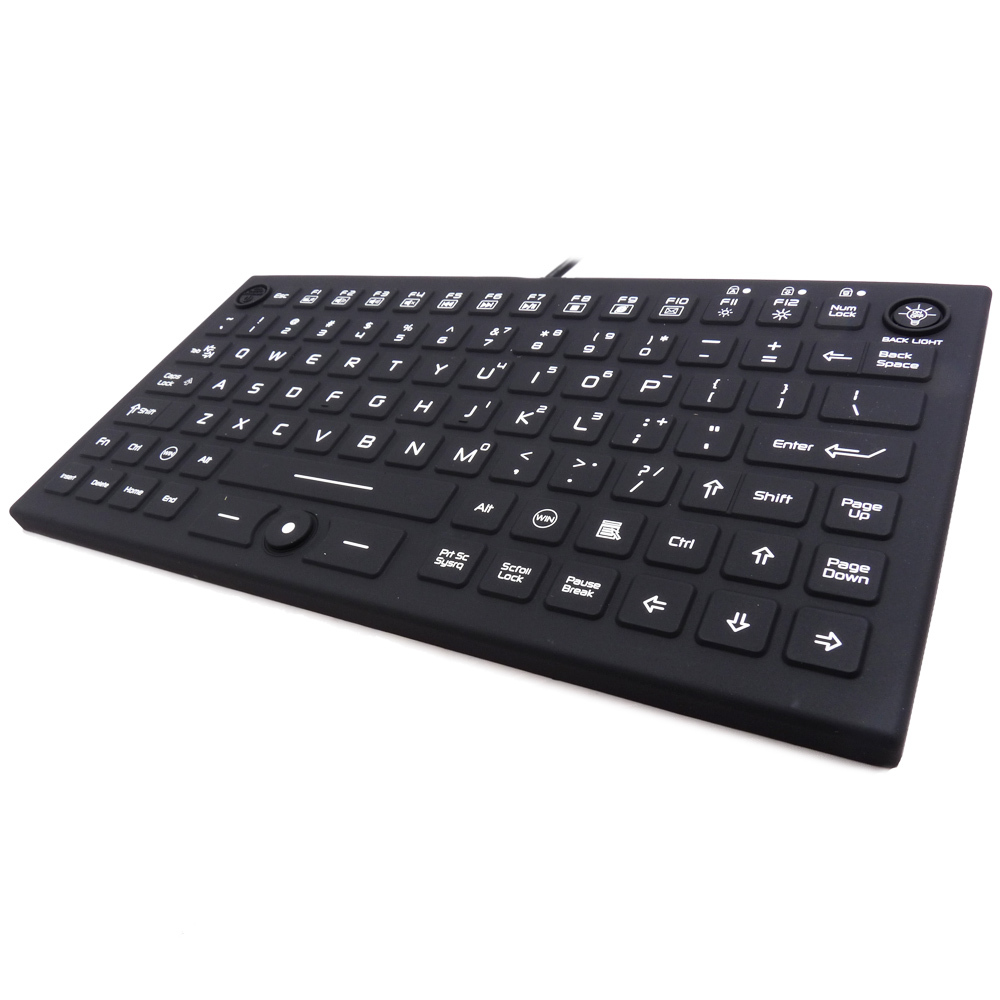 Waterproof Industrial Silicone Compact Keyboard with Mouse Pointer JH-IKB850BL