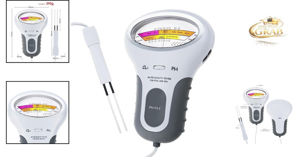 Dual-Function pH Chlorine Water Tester Kit for Pools & Hydroponics