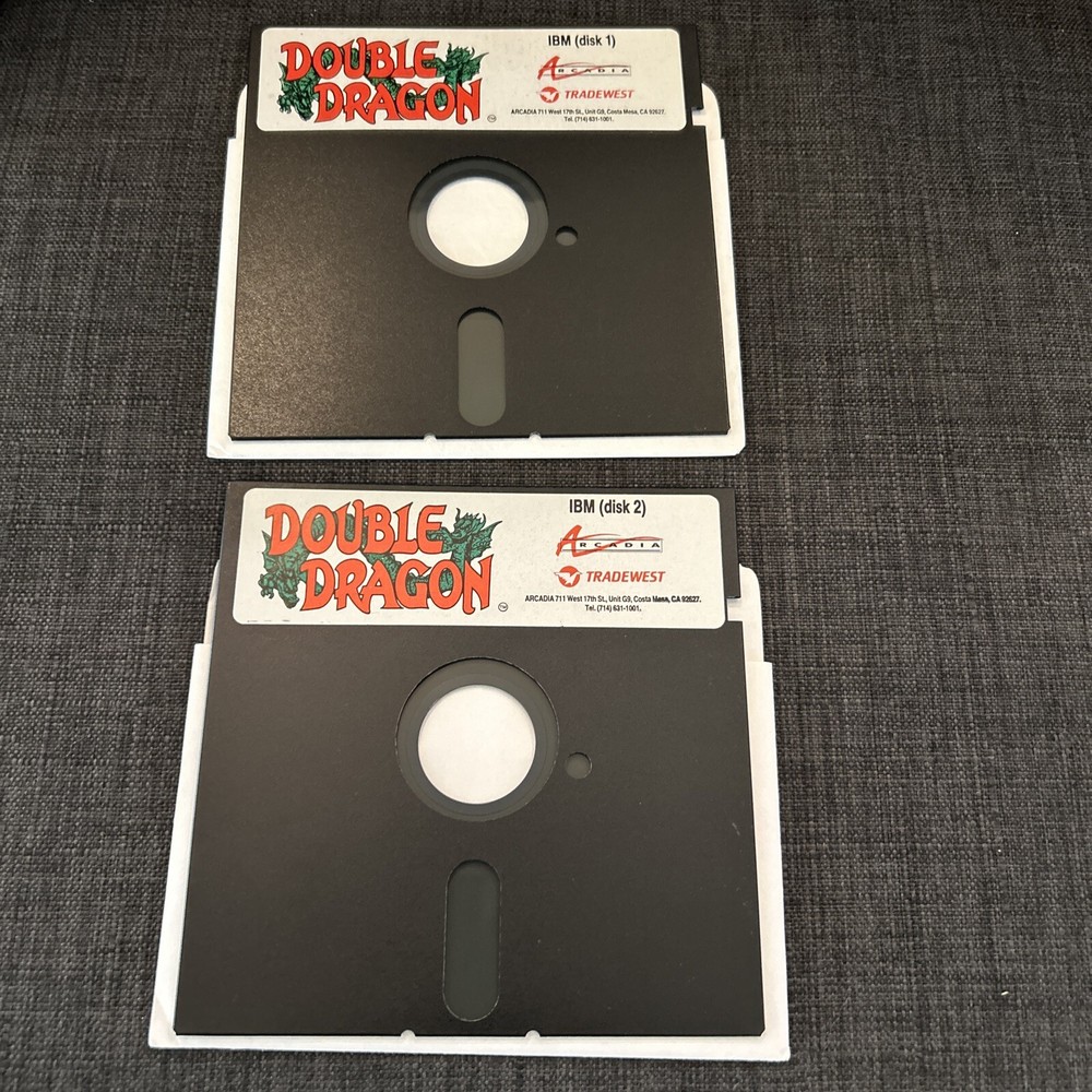 Double Dragon IBM Disk 1 And Disk 2, 5.25” Vintage Floppy Disk