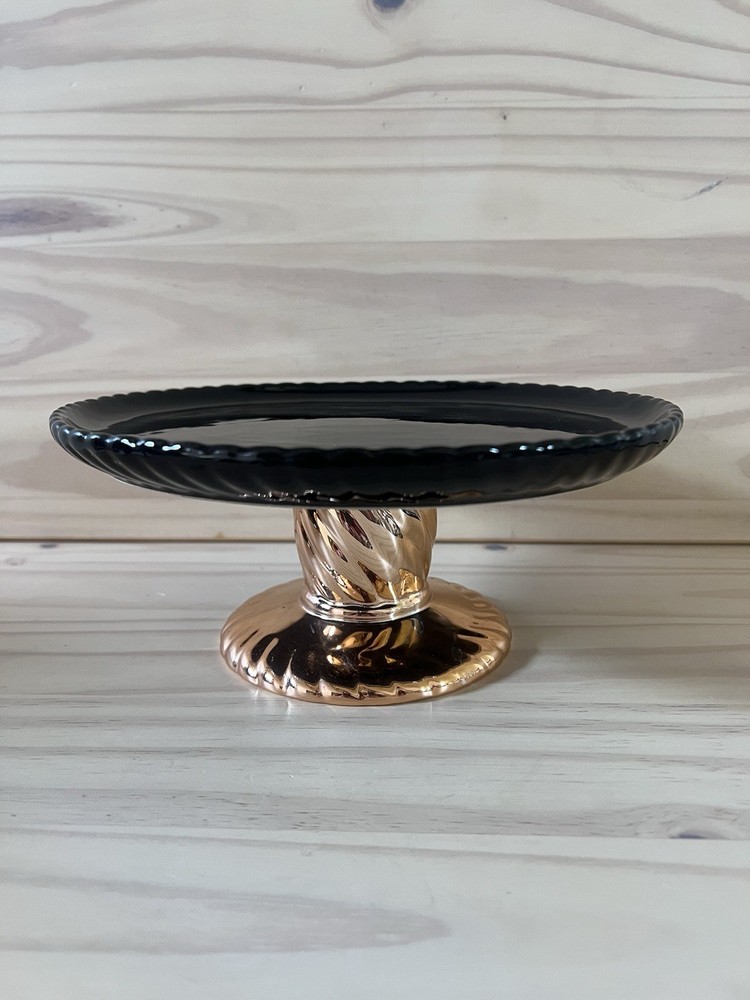 Black And Copper Cake Stand Plate 9in
