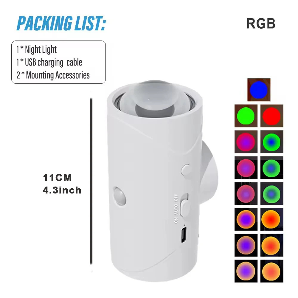 1/2/4 PCS Smart LED Night Light with Motion Sensor USB Rechargeable RGB Gradient