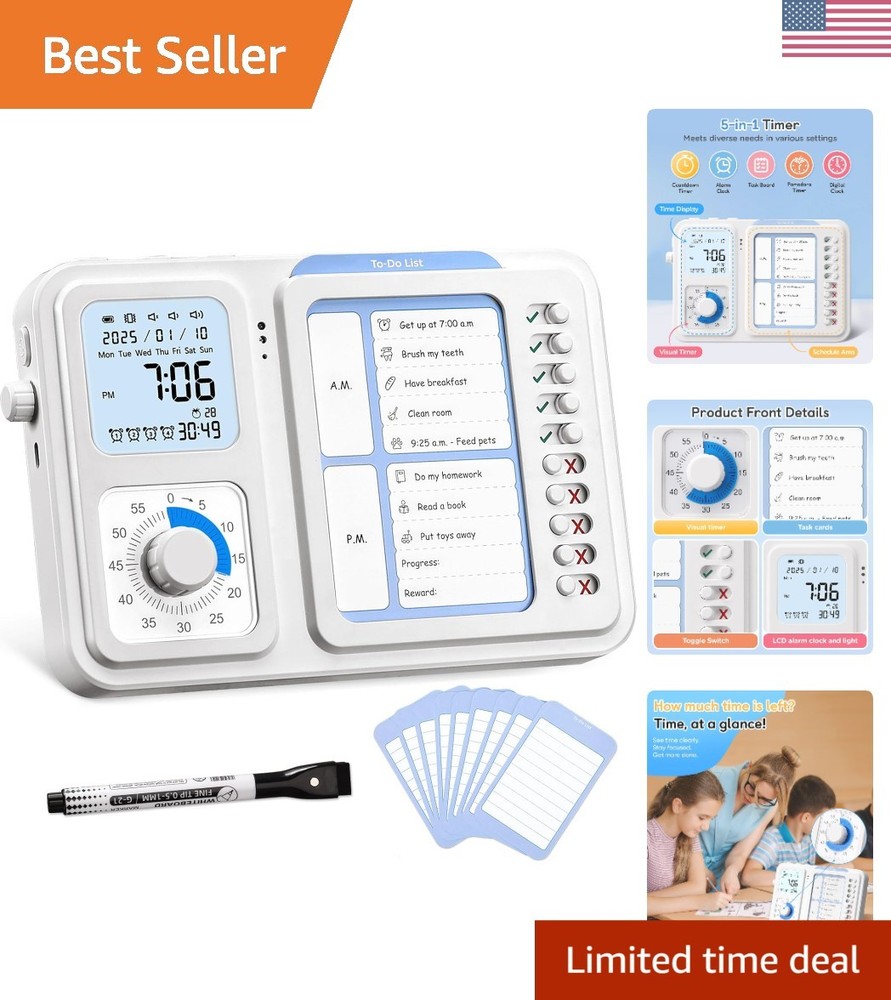 Silent Visual Timer & Chore Chart for Special Needs - Boost Focus & Productivity
