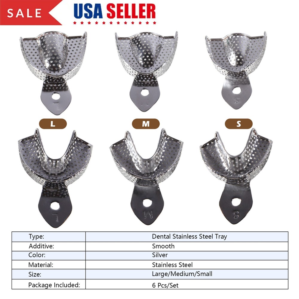 6 Dental Impression Trays set PERFO Denture Instruments Y
