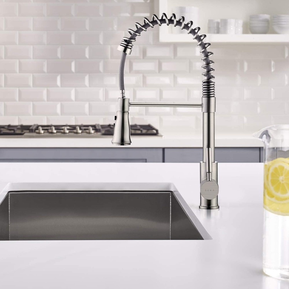 Kitchen Faucet with Pull Down Sprayer Single Handle RV Commercial Coil