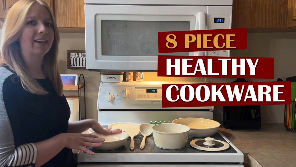 8pcs Non-Stick Ceramic Cookware Set, Detachable Handle, Oven Safe, Induction Rea
