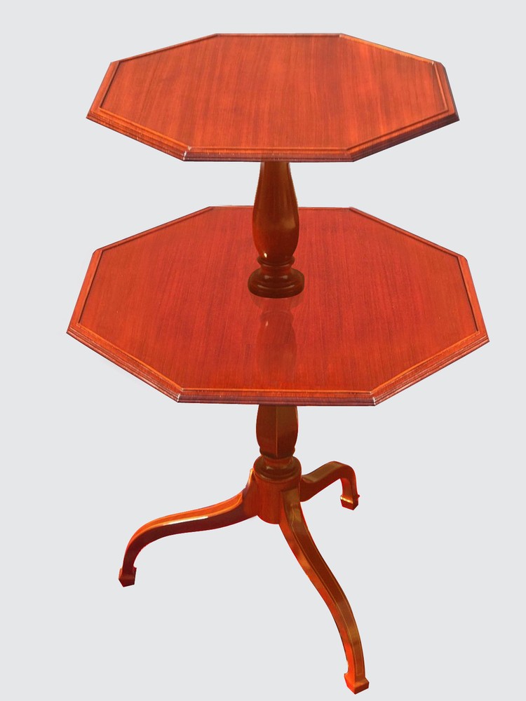 FEDERAL STYLE INLAID MAHOGANY TWO TIER OCTAGONAL SERVING TABLE - NATHAN MARGOLIS