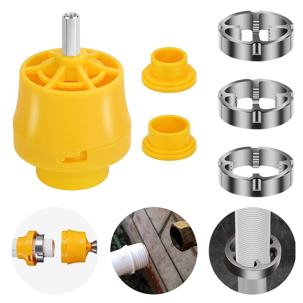PVC Thread Maker Tool Pipe Threader with 3 Dies for Electric Drill DIY Plumbing