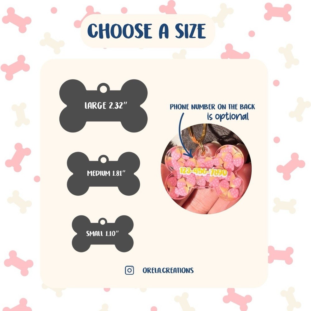 Resin Dog Tags, Custom Pet Tags, | Personalized Bone Shape | Handmade