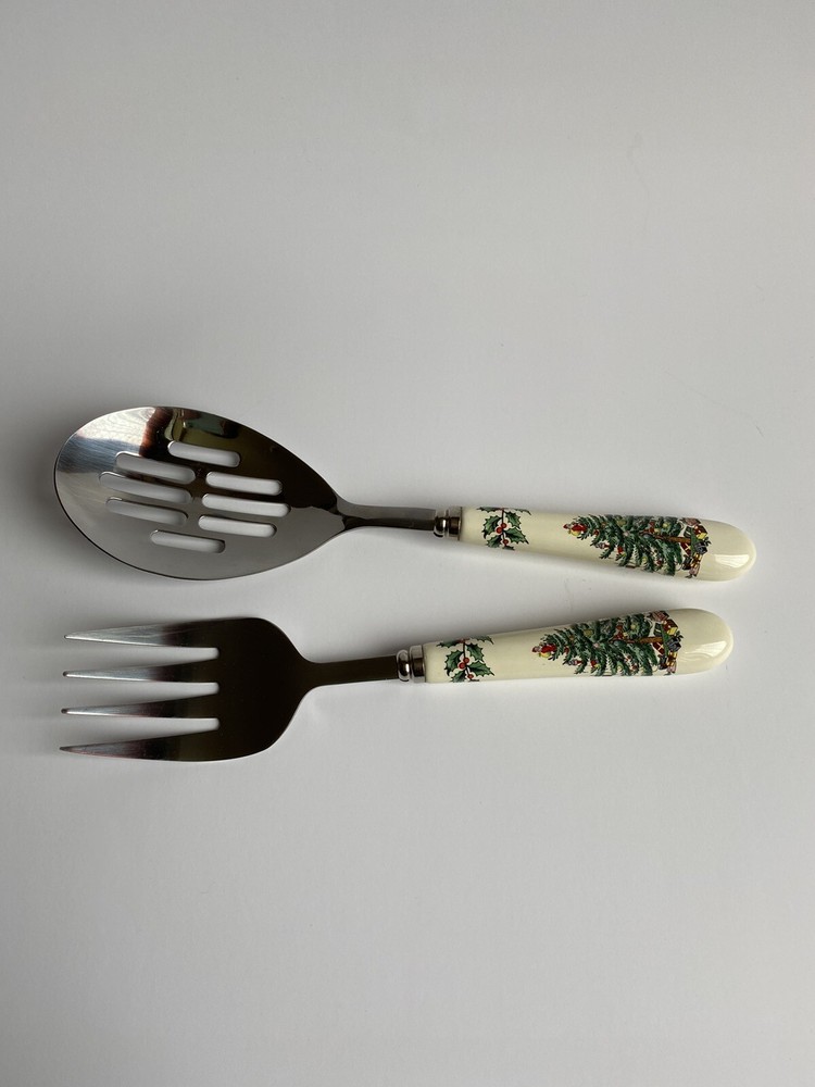 Vintage SPODE Christmas Two Cutlery Serving Set Spoon & Fork