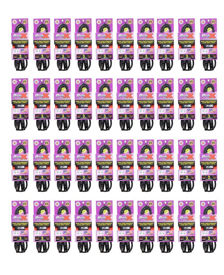 40 DMX Cables 5 Pin  3 Ft High Performance Data Lighting Cable by PROX