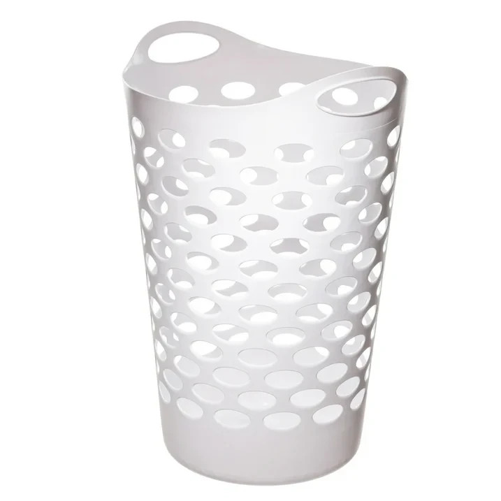 (3 pack) Mainstays Plastic Round Laundry Hamper, White, with Carrying Handles
