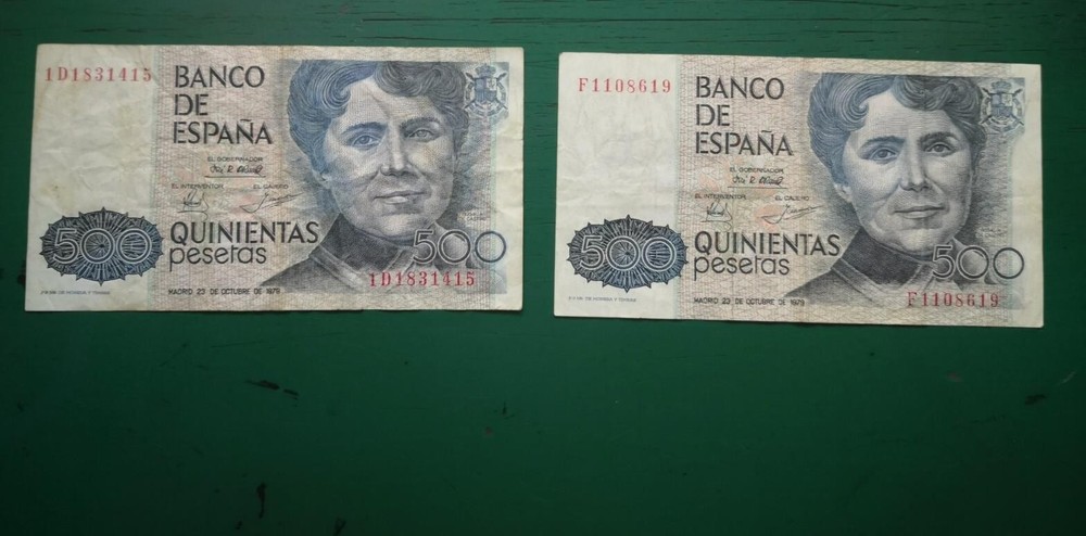 Spain 1979 500 Pesetas Note x 2 Banknotes #452