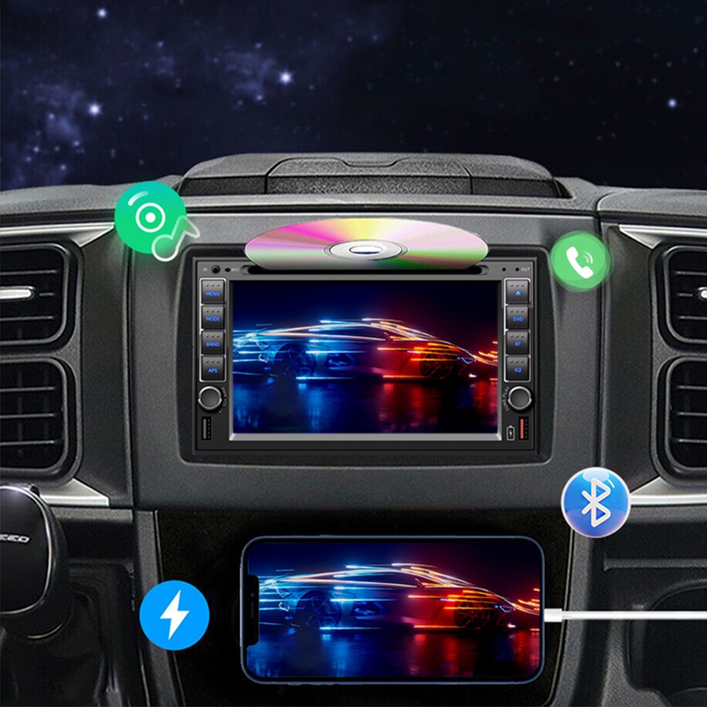 Touch Screen 6.2" 2 Din USB/SD/AUX Stereo Bluetooth Remote control DVD/CD Player