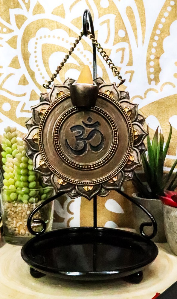 Ebros Buddhism Mandala Ohm Symbol Medallion Disk Backflow Incense Cone Holder