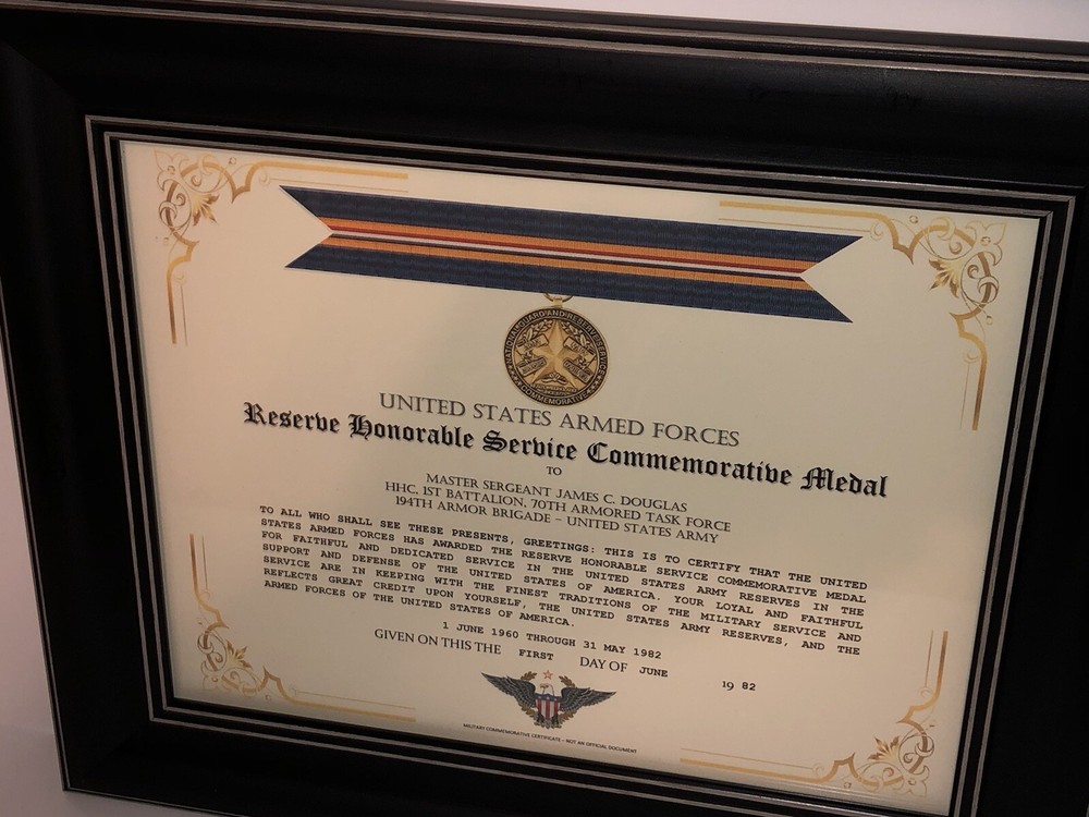 RESERVE HONORABLE SERVICE COMMEMORATIVE MEDAL CERTIFICATE ~ Type 1