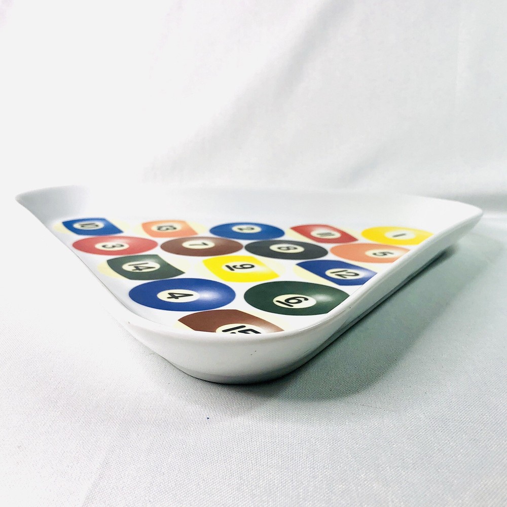 BIA 2003 Billiards Triangular Pool Ball Rack Ceramic Serving Dish 12 x 11in