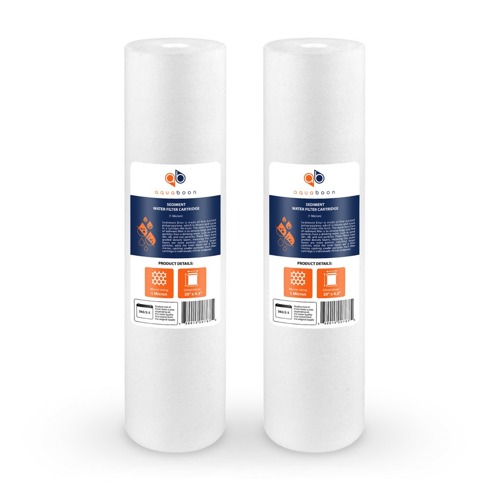 2PK of Big Blue 1 Micron 20" x 4.5" Sediment Water Filter Cartridge by Aquaboon
