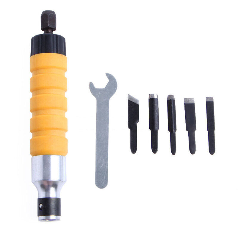 Electric Chisel Tool Wood Carving Machine Woodworking Small Spanner w/5Tips CS